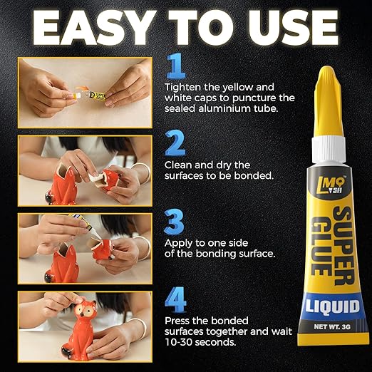 12ร3g Mini Super Glue Clear Liquid, All Purpose Single Use Superglue Heavy Duty Strong for Plastic Ceramic Glass Metal Repair, Instant Cyanoacrylate Adhesive Bonding Wood Miniatures 3D Print