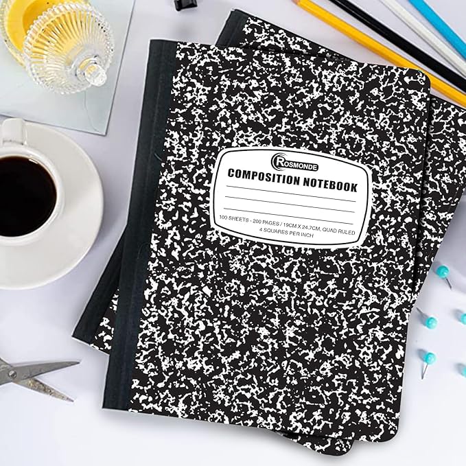 50 Pack Graph Composition Notebook, 200 Pgs (100 Sheets) Bulk Graph Paper Composition Notebook for school, Bulk Graphing Notebook, 4x4 Grid, Quad Ruled Composition Book, Hard Sewn Bound Cover