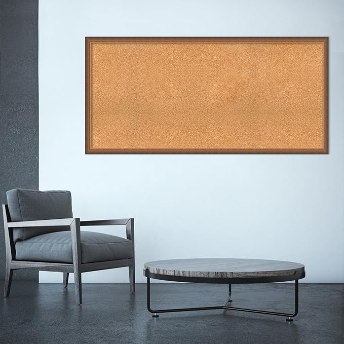 Amanti Art Natural Cork Board for Wall, 26x54 Vision Board with Bronze Frame, Oversize Corkboard Office Decor for Home Organization, Modern Corkboard Pinboard to Display Items for Home Organization