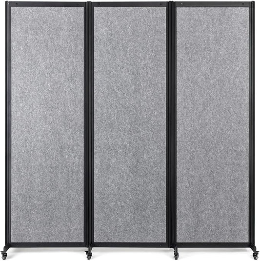 Room Partition,Office Divider,Portable Commercial Screen Dividers,Privacy Partition Separator,Classroom School Dividers,6'4"L* 6'7"H,3 Panel,Light Grey