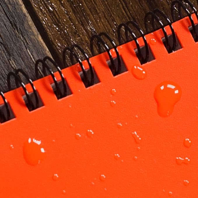 Rite in the Rain Weatherproof Top Spiral Notebook, 3" x 5", Orange Cover, Universal Pattern, 6 Pack (No. OR35L6)