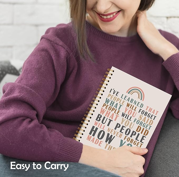 Maya Angelou Quotes Notebook, Motivational Journal, Inspirational Notebooks for Women, People Will Never Forget How You Made Them Feel Spiral Notebooks 5.5x8.3 Inch