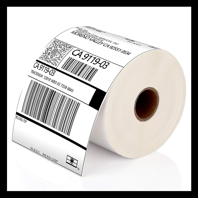 Roll 4 x 6 inch - 500 Thermal Labels Direct White Strong Adhesive Perforated Postage Shipping Printer Compatible with Zebra SNBC Epson Rollo (500 Labels, 1 Roll)