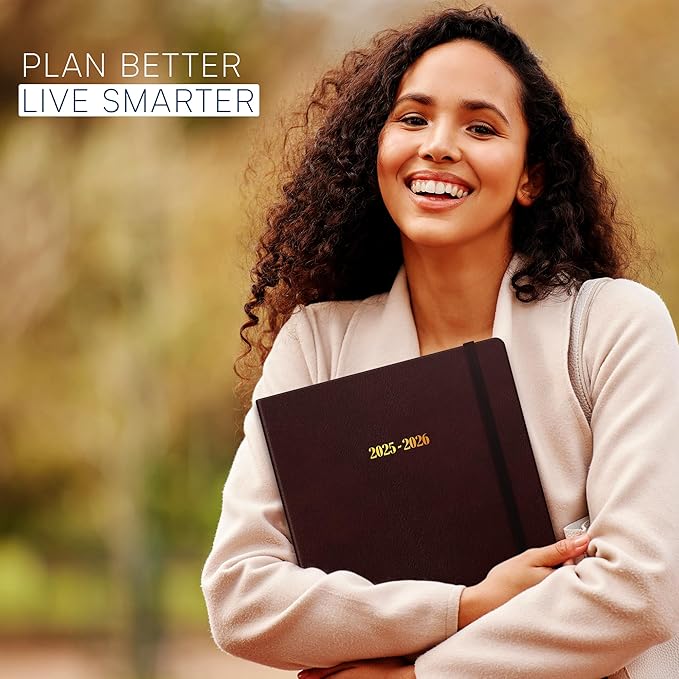 Ensight 2025-2026 HARDCOVER Leather Planner Weekly & Monthly - 8.5x11 Inches - Academic Planner Business Personal or Student - Pen Holder, Thick Paper, July 2025 - June 2026 (Red)