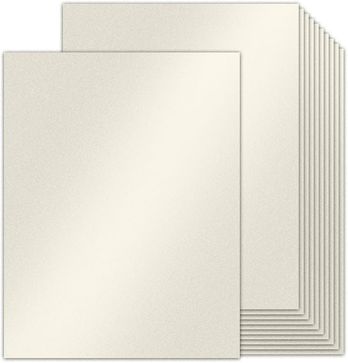 100 Sheets Silver Shimmer Cardstock 8.5 x 11 Metallic Paper, Goefun 80lb Card Stock Printer Paper for Invitations, Crafts, DIY Cards,Graduations
