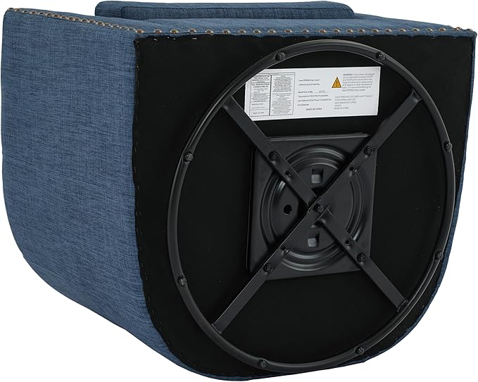 UIXE 360° Swivel Barrel Accent Chair, Modern Upholstered Arm Chair Round Club Armchair, Nailhead Trim Single Sofa Seating in Fabric for Living Room - Blue