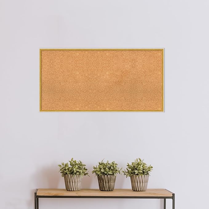 Amanti Art Natural Cork Board for Wall, 21x41 Vision Board with White Frame, Large Corkboard Office Decor for Home Organization, Modern Corkboard Pinboard to Display Items for Home Organization in