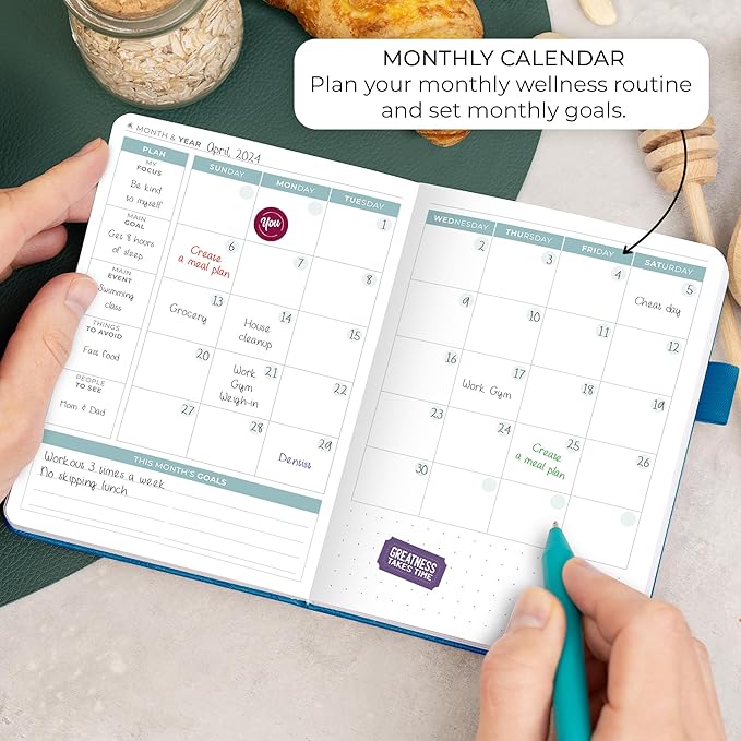Clever Fox Food Journal Pocket - Daily Food Diary, Meal Planner to Track Calories & Nutrients, Weight Loss Tracker Notebook, 4x5.5” (Mystic Blue)