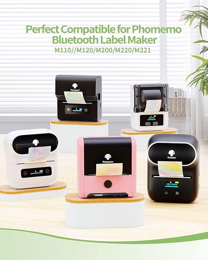 Memoqueen 3 Roll Thermal Sticker Labels for M110S/M221/M220/M120/M200/M110 Label Makers,1.97"x1.18"(50mm*30mm),Multi-Purpose Labels for Bussiness,Barcode,Home,230 Labels/Roll,Black on White