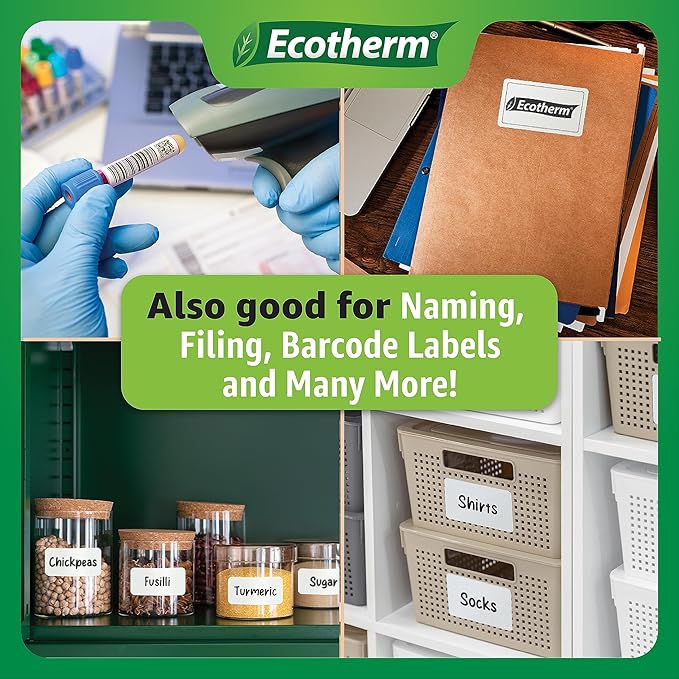 2"x1" Thermal Labels for Rollo, Munbyn, Zebra, Godex, Arkscan, iDPRT, Offnova Label Printers and More - White Paper Stickers - Small Multipurpose Labels | 15000 Labels | 6 Rolls | by Ecotherm