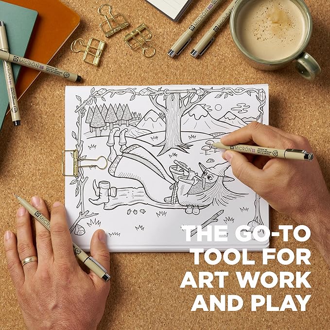 SAKURA Pigma Micron Fineliner Pens - Archival Black Ink Pens - Pens for Writing, Drawing, or Bullet Journaling - Assorted Point Sizes - 6 Pack