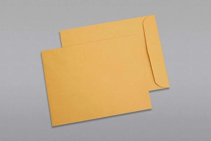 Limited Papers (TM) Booklet Envelopes, (Open Side) Brown Kraft, Gummed Seal, 28 Pound, Heavyweight, For Mailing And More. (250, 11 x 13)