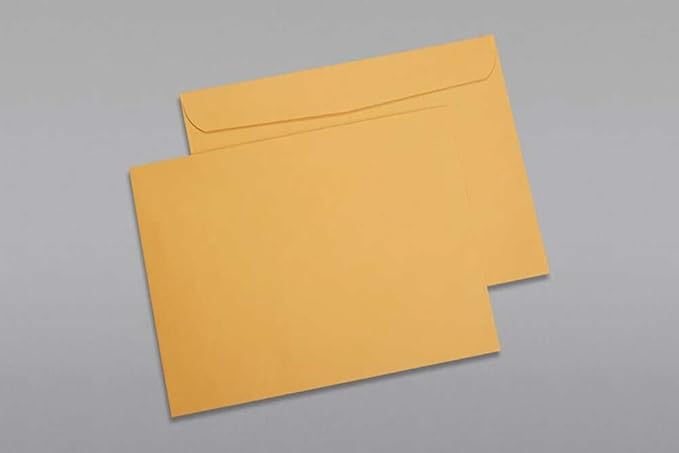 Limited Papers (TM) Booklet Envelopes, (Open Side) Brown Kraft, Gummed Seal, 28 Pound, Heavyweight, For Mailing And More. (500, 10 x 13)