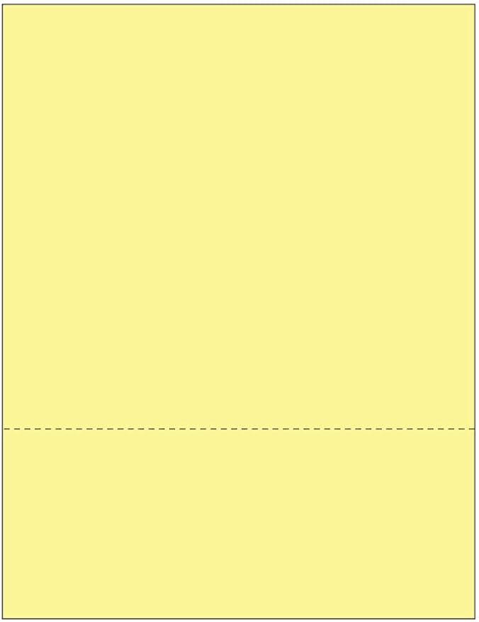 Limited Papers (TM) 8.5x11 Perforated Paper, 20/50 Pound, 75 GSM, Variety of Perforation Sizes and Colors, for Forms, Tickets, Postcards, Business Cards. (Canary, 2 up – 3.5” from bottom)