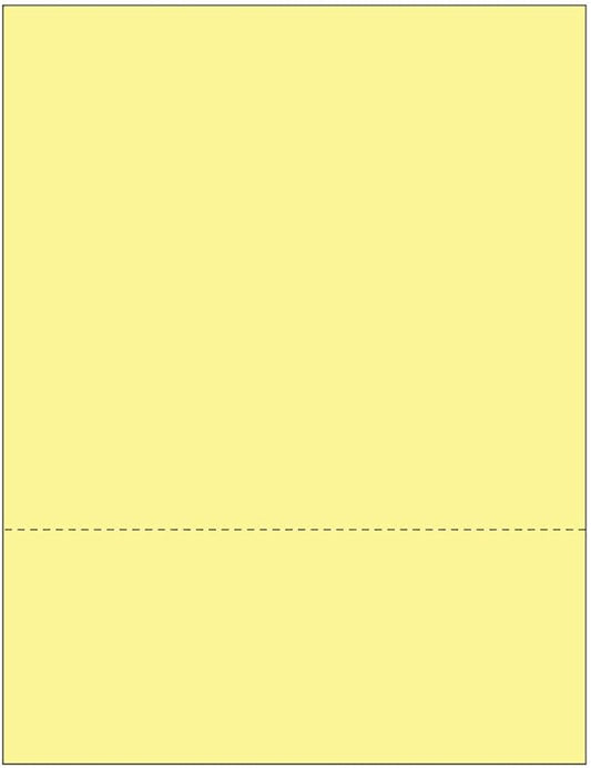 Limited Papers (TM) 8.5x11 Perforated Paper, 20/50 Pound, 75 GSM, Variety of Perforation Sizes and Colors, for Forms, Tickets, Postcards, Business Cards. (Canary, 2 up – 3.5” from bottom)