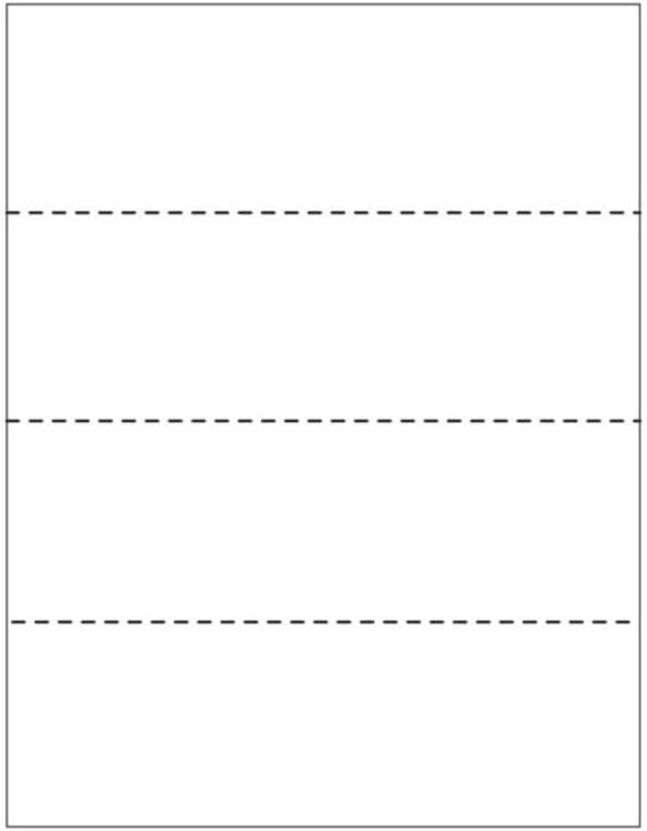 Limited Papers (TM) 8.5x11 Perforated Paper, 20/50 Pound, 75 GSM, Variety of Perforation Sizes and Colors, for Forms, Tickets, Postcards, Business Cards. (White, 4 up - horizontal every 2.75")
