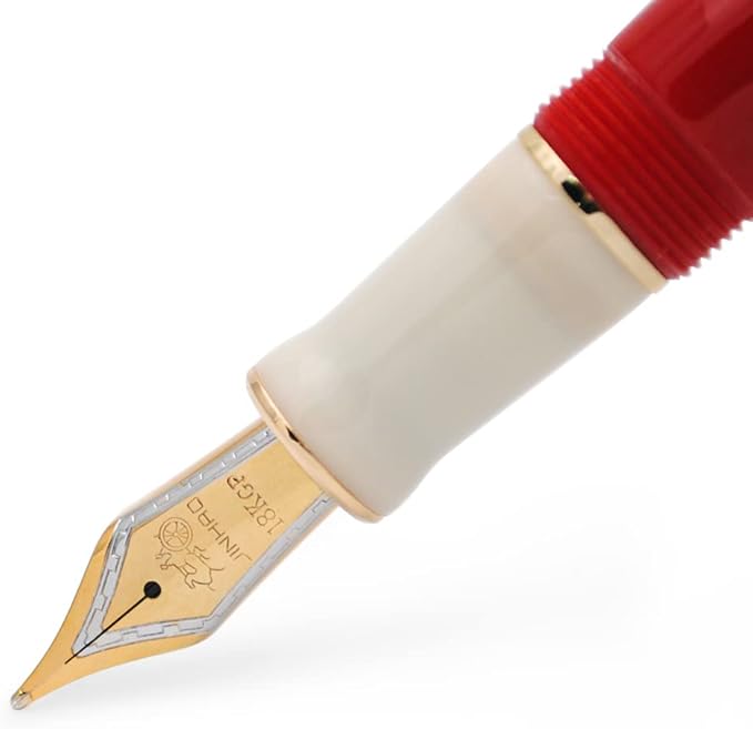 JINHAO 100 Fountain Pen with Ink Converter (Medium Nib 0.7mm, Red & White)