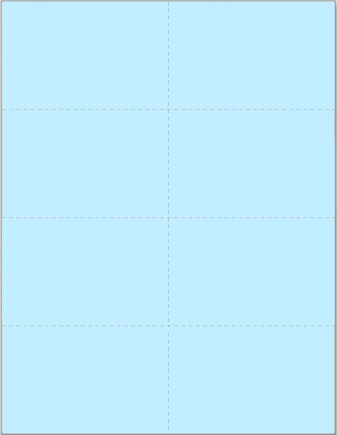 Limited Papers (TM) 8.5x11 Perforated Paper, 20/50 Pound, 75 GSM, Variety of Perforation Sizes and Colors, for Forms, Tickets, Postcards, Business Cards. (Blue, 8 up)