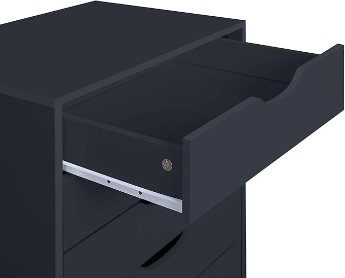 Naomi Home 7 Drawer Office File Cabinet, Storage File cabinets for Home Office, Office Organization Filing Cabinet with Wheels, Printer Stand with Storage, 180 lbs Capacity – Black