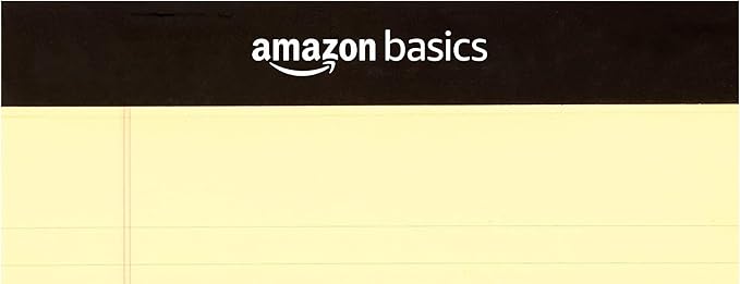 Amazon Basics 50 sheet Narrow Ruled Lined Writing Note Pad, 5 inch x 8 inch, 12 Pack, Canary