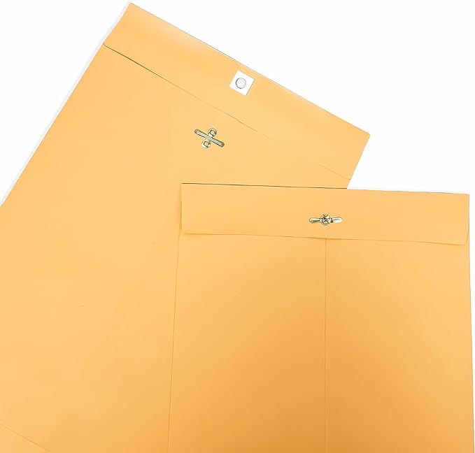 9” x 12” Clasp Envelopes with Gummed Seal Brown Pack of 30