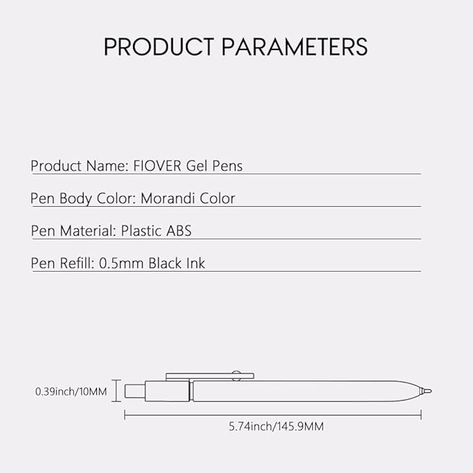 FIOVER Gel Pens, 5pcs 0.5mm Quick Dry Black Ink Fine Point Smooth Writing Pens High-End Series Ballpoint for Office School Supplies(Morandi)