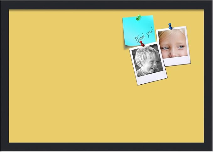 PinPix 22x15 Inch Cork Bulletin Board. This Decorative Framed Pin Board Comes with Honey Pastel Design and a Satin Black Frame. Ideal for Home Office Decor or Message Board (PinPix-1810)