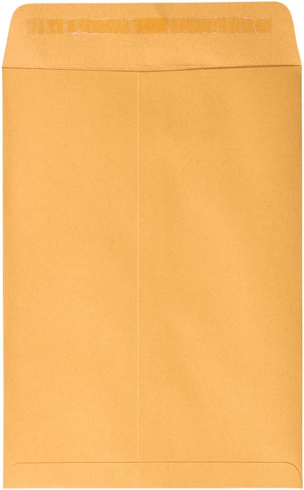 JAM PAPER 7 1/2 x 10 1/2 Open End Catalog Envelopes with Peel and Seal Closure - Brown Kraft Manila - 50/Pack