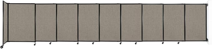 Wall-Mounted Sliding StraightWall Room Divider | Adjustable Widths | Locking Wheels | Room Separator | Up to 19'9" Wide x 4' Tall Warm Pebble Fabric Panels