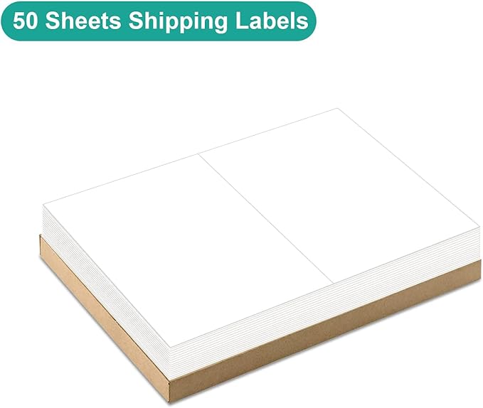 MFLABEL Half Sheet Label Laser/Ink Jet Shipping Label 8.5 x 11 Inches Packaging Labels, Address Labels for Laser & Inkjet Printers, 800 Count(400 Sheets)