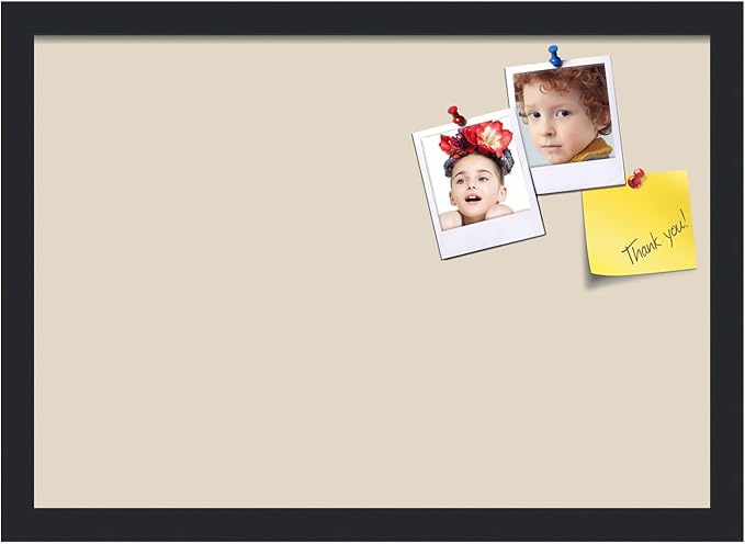 PinPix 20x14 Inch Cork Bulletin Board. This Decorative Framed Pin Board Comes with Desert Pastel Design and a Satin Black Frame. Ideal for Home Office Decor or Message Board (PinPix-1815)