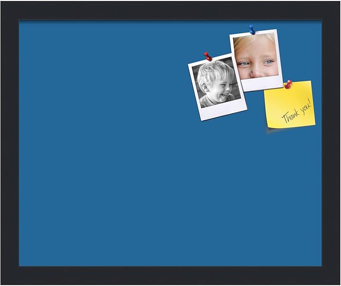 PinPix 16x13 Inch Cork Bulletin Board. This Decorative Framed Pin Board Comes with Navy Pastel Design and a Satin Black Frame. Ideal for Home Office Decor or Message Board (PinPix-1811)