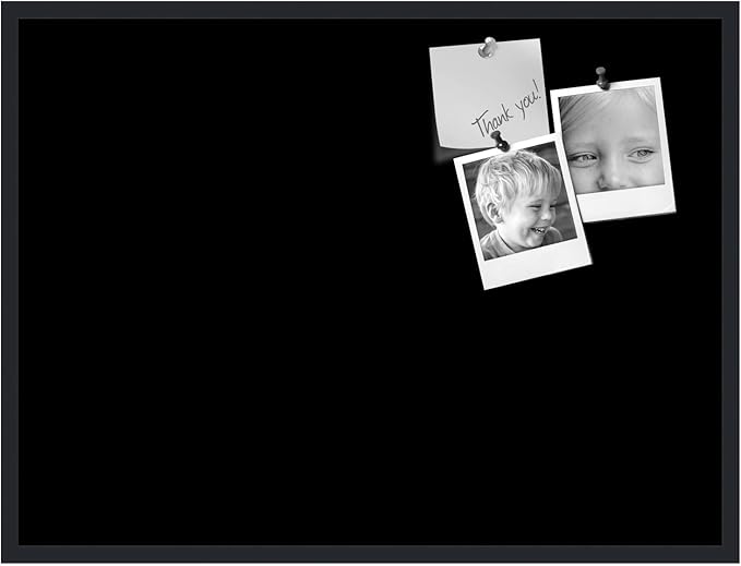 PinPix 40x30 Inch Cork Bulletin Board. This Decorative Framed Pin Board Comes with Solid Black Design and a Satin Black Frame. Ideal for Home Office Decor or Message Board (PinPix-622)