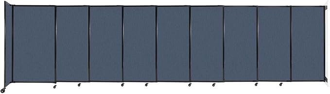 Wall-Mounted Sliding StraightWall Room Divider | Adjustable Widths | Locking Wheels | Room Separator | Up to 19'9" Wide x 5' Tall Ocean Fabric Panels