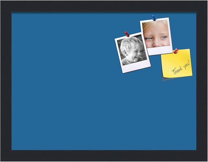 PinPix 16x12 Inch Cork Bulletin Board. This Decorative Framed Pin Board Comes with Navy Pastel Design and a Satin Black Frame. Ideal for Home Office Decor or Message Board (PinPix-1811)