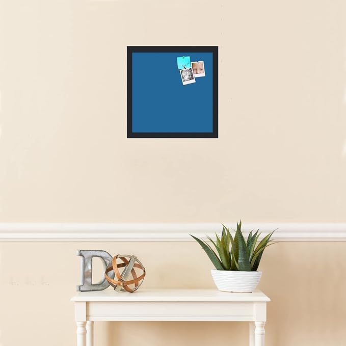 PinPix 14x14 Inch Cork Bulletin Board. This Decorative Framed Pin Board Comes with Navy Pastel Design and a Satin Black Frame. Ideal for Home Office Decor or Message Board (PinPix-1811)