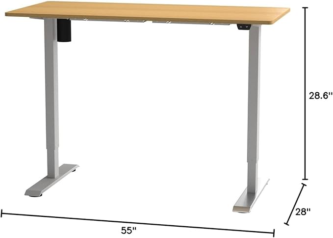 FLEXISPOT EN1 One-Piece Standing Desk 55 x 28 Inch Electric Adjustable Height Desk for Home Office and Computer Workstation (White Frame + 55" Maple Top, 2 Packages)