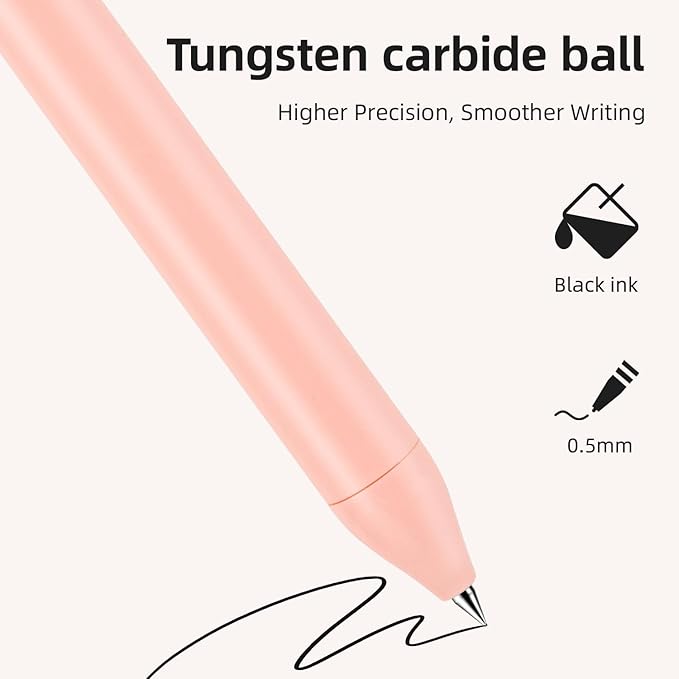 Gel Pens, 5 Pcs 0.5mm Retractable Quick Dry Black Ink Fine Point Rolling Ball Gel Pen, Smooth Writing No Bleed for Journaling Note Taking, Home School Office Supplies