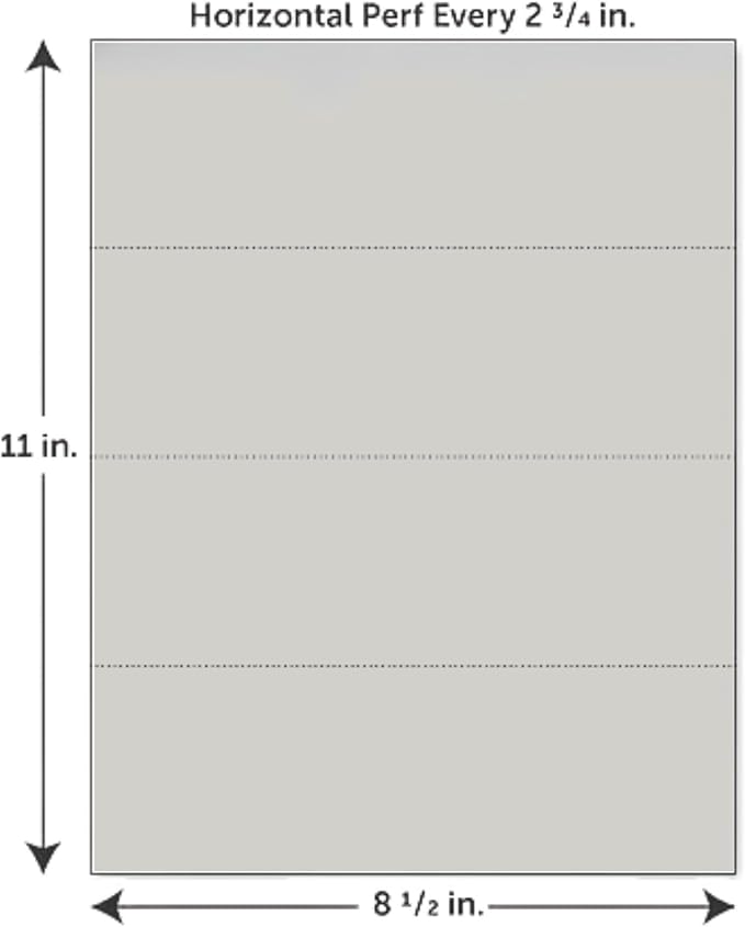 Limited Papers (TM) 8.5x11 Perforated Paper, 20/50 Pound, 75 GSM, Variety of Perforation Sizes and Colors, for Forms, Tickets, Postcards, Business Cards. (Cherry, 4 up - horizontal every 2.75")