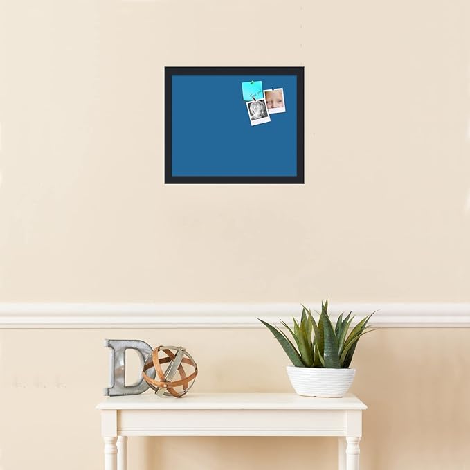PinPix 16x13 Inch Cork Bulletin Board. This Decorative Framed Pin Board Comes with Navy Pastel Design and a Satin Black Frame. Ideal for Home Office Decor or Message Board (PinPix-1811)