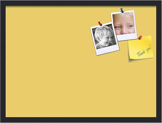 PinPix 27x20 Inch Cork Bulletin Board. This Decorative Framed Pin Board Comes with Honey Pastel Design and a Satin Black Frame. Ideal for Home Office Decor or Message Board (PinPix-1810)