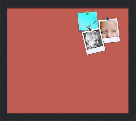 PinPix 16x14 Inch Cork Bulletin Board. This Decorative Framed Pin Board Comes with Crimson Pastel Design and a Satin Black Frame. Ideal for Home Office Decor or Message Board (PinPix-1807)