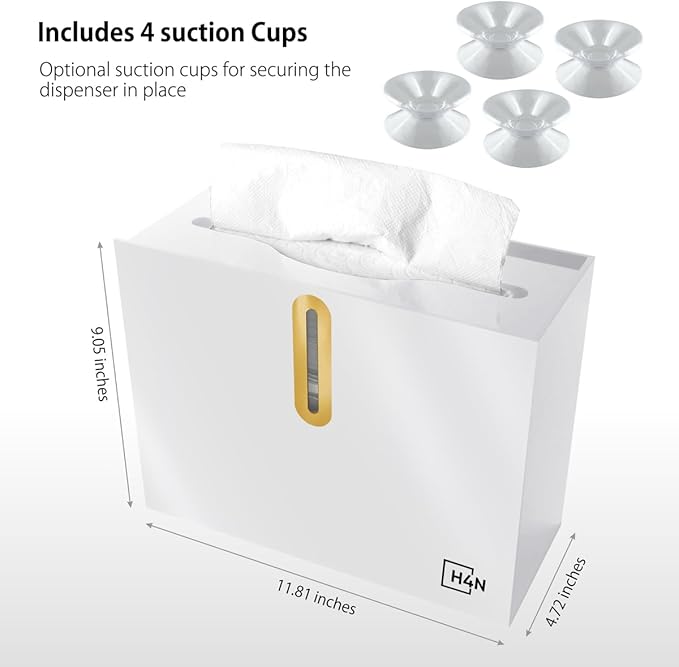 H4N Multifold Hand Paper Towel Dispenser Countertop, Compact Design, Single Sheet Dispensing for Home and Commercial Use, White