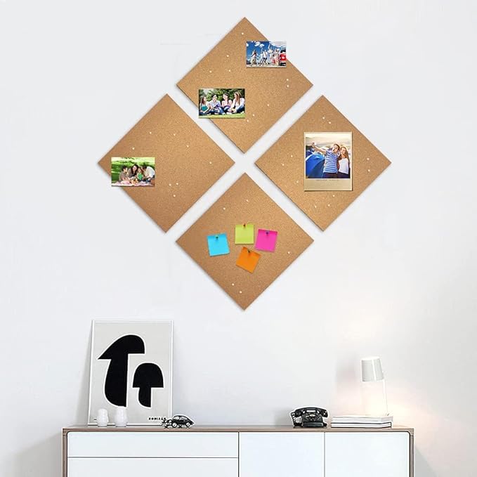 Corksidol Cork Tiles 12"x12" - 1/2" Thick -Bulletin Board-Cork Board- Ultra Strong Self Adhesive Backing for Floor/Wall/DIY-5 Pack