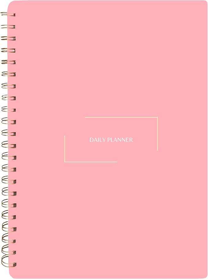 Undated Daily Planner | 8.25” x 11.75” To Do List Notebook | Work Productivity ADHD Organizer | Men and Women Planner | College Supplies | Pink | Portrait Layout