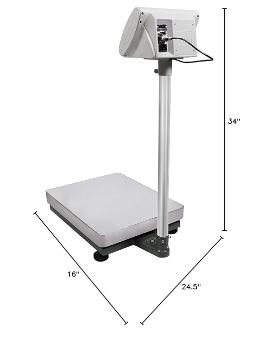 U.S. Solid Bench Scale 240 lb x 0.02 lb Stainless Steel Postal Package Shipping Scale Digital Bench Platform Balance with 16 inch x 20 inch Platform, Lb Kg