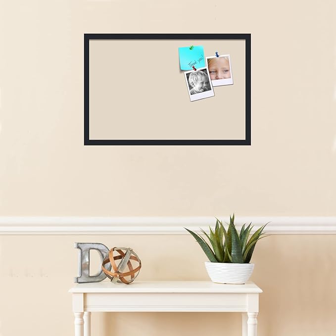 PinPix 28x18 Inch Cork Bulletin Board. This Decorative Framed Pin Board Comes with Desert Pastel Design and a Satin Black Frame. Ideal for Home Office Decor or Message Board (PinPix-1815)