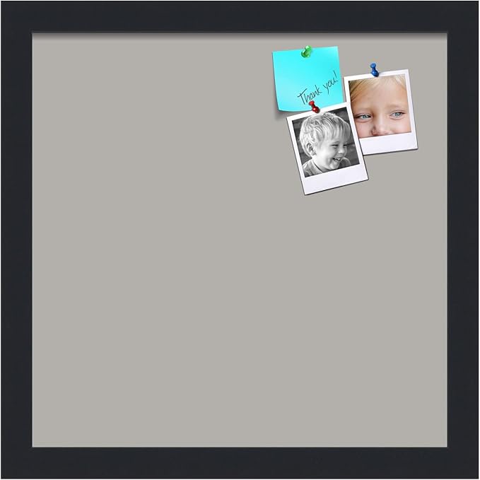 PinPix 13x13 Inch Cork Bulletin Board. This Decorative Framed Pin Board Comes with Dark Stone Design and a Satin Black Frame. Ideal for Home Office Decor or Message Board (PinPix-1808)