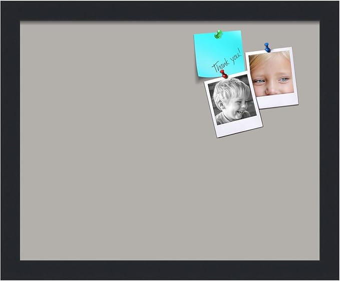 PinPix 15x12 Inch Cork Bulletin Board. This Decorative Framed Pin Board Comes with Dark Stone Design and a Satin Black Frame. Ideal for Home Office Decor or Message Board (PinPix-1808)