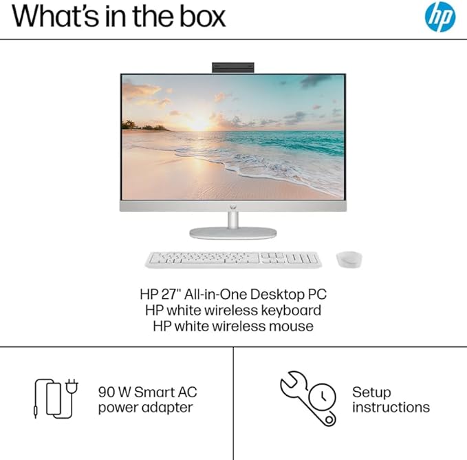 HP 27" FHD Touch-Screen All-in-One Computer, 12-Cores Intel Core Ultra 7, 32GB DDR5 RAM 1.5TB Storage (1TB SSD+512GB Docking Station Set), Windows 11 Pro with Microsoft Office Included, White